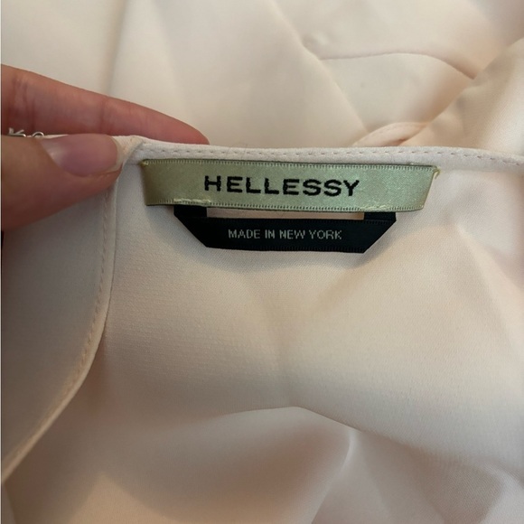 HELLESSY • Women’s Silk Light Pink Short Sleeve Split Back Blouse Size Small - Picture 5 of 7